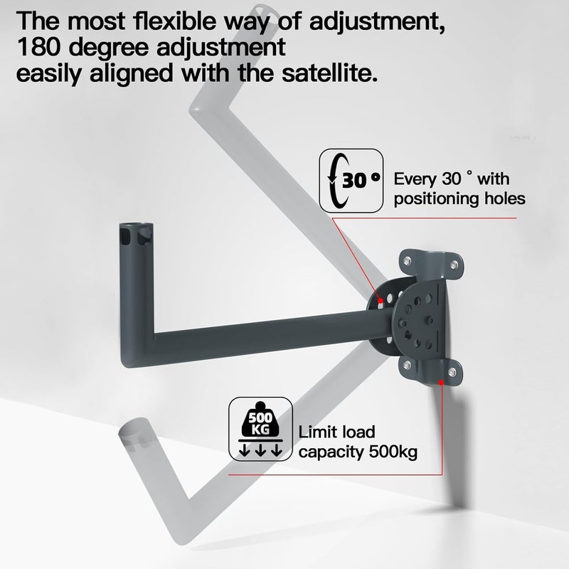 Foboull Starlink Long Wall Mount 𝗳𝗼𝗿 𝗦𝘁𝗮𝗿𝗹𝗶𝗻𝗸 𝗦𝘁𝗮𝗻𝗱𝗮𝗿𝗱 𝗔𝗰𝘁𝘂𝗮𝘁𝗲𝗱, 17 Inch Starlink Actuated Mounting Kit, with Starlink Gen 2, Suitable for Wall Buildings - Image 4